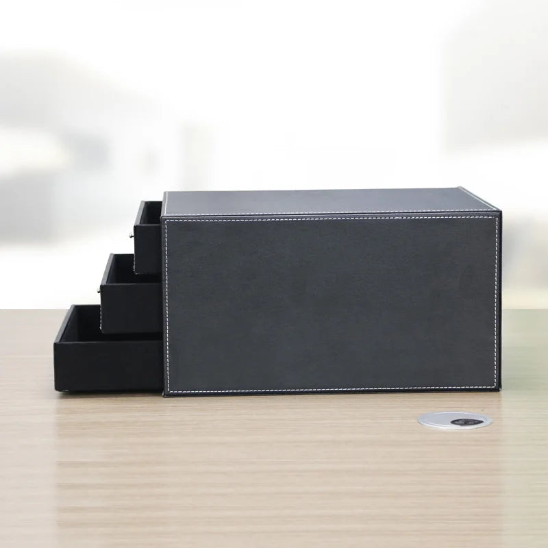High-End Business Leather Office Supplies Set, Pen Holder, Desktop File Cabinet, Desktop Storage Box