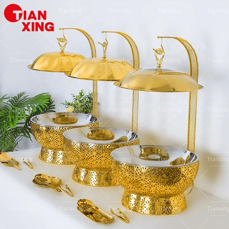 Catering Supplies 8L Shafing Dishes Buffet Food Warmers Chafer Dish Golden Chafing Dish for Catering