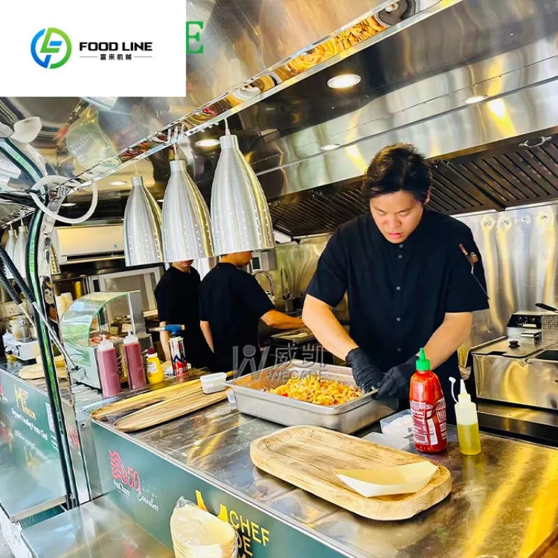Mobile Restaurant Catering Trailer Fully Equipped Stainless Steel Coffee Shop Bar Taco Pizza Food Truck Full Kitchen