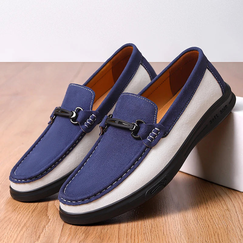 Business Formal  Travel Leather Shoes Fashionable and Comfortable Cowhide Suede Casual Shoes Soft Comfortable Mens Driving Shoes