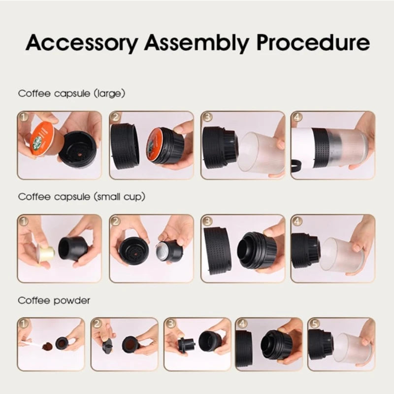Portable Coffee Maker 3-in-1 Espresso Machine for Travel 20 bar Mini Coffee Maker Compatible with Ground Coffee & Capsule