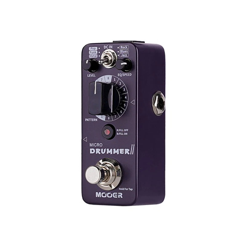 MOOER Micro Drummer II Guitar Drum Machine Effect Pedal 6 Style Per 48 Drummer Grooves 8 Different Rythem with EQ Tap Tempo Fill