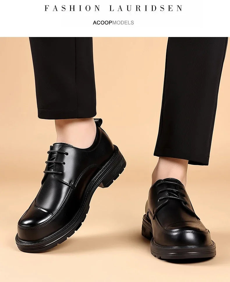 High-end Business Men's Shoes Trend Business Casual Leather Shoes Lace-up Big Head Formal Men's Leather Luxury Leather Shoes