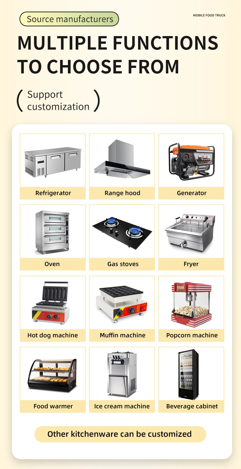 Catering Concession Food Trailers Fully Equipped Foodtruck Fast Food Cart Mobile Kitchen Food Truck Mobile Restaurant