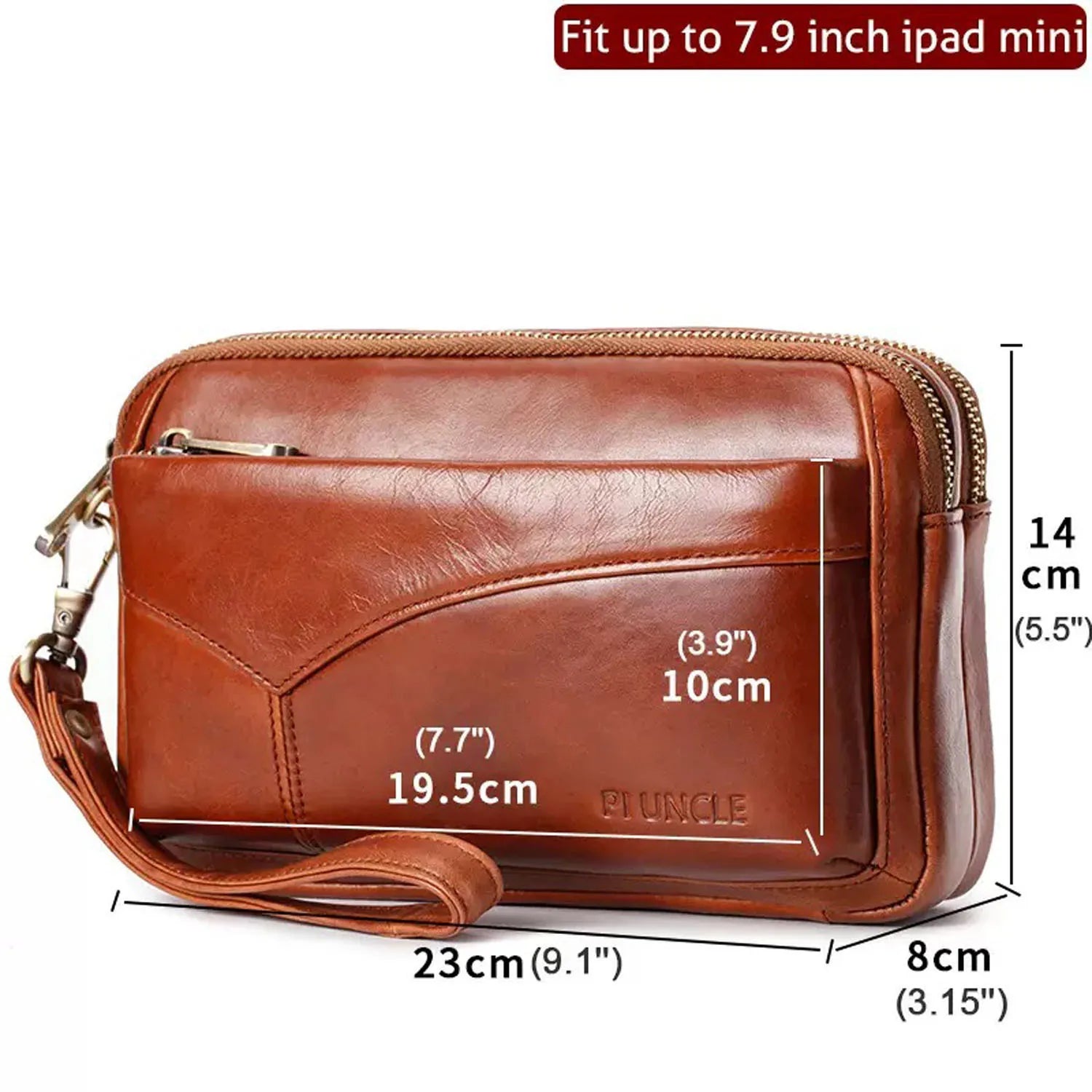 Men's Genuine Leather Fashion Business Clutch Bag, Stylish Retro Wristlet, Coin Purse, Wallet, Work Handbag, Mobile Phone Day Bag, Daily Commute Gift for Husband