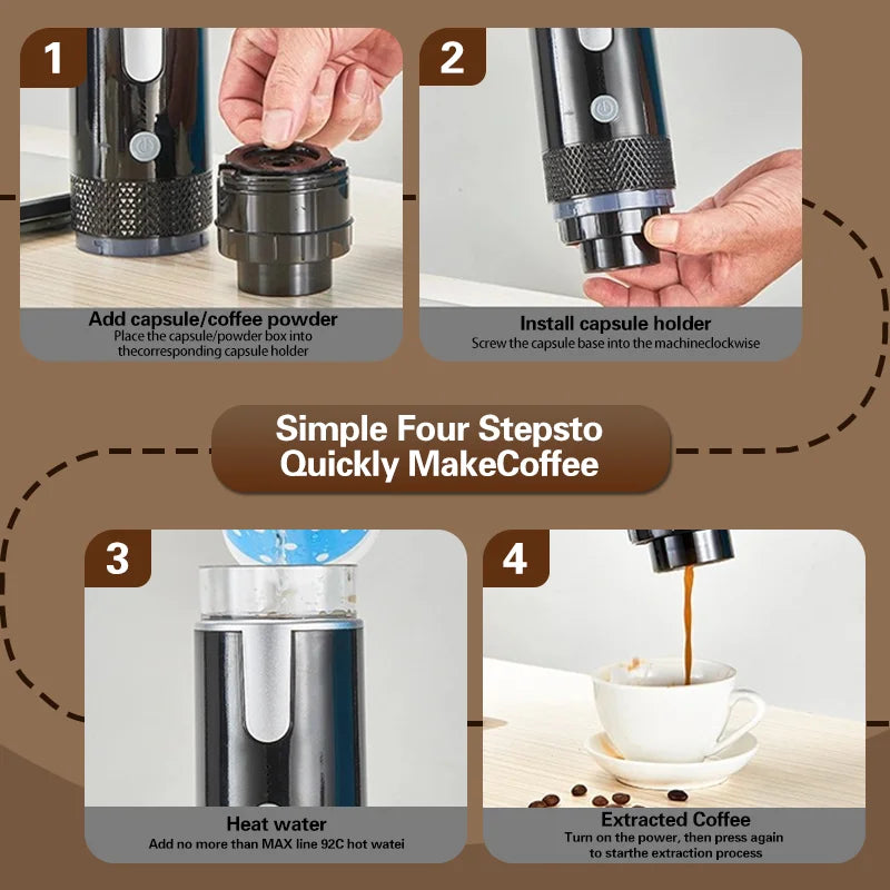 New Portable Coffee Maker Electric Capsule Grind-and-Brew Coffee Maker Suitable for Ground Coffee and K-Cup Large Coffee Pods