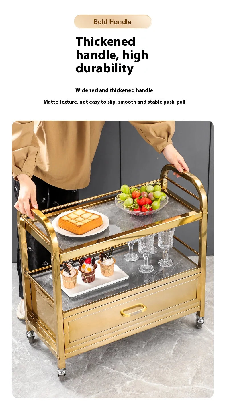 Stainless Steel Utility Cart Restaurant Bar and Hotel Dining Wine Cart Second-Hand Mobile Food Delivery Trolley