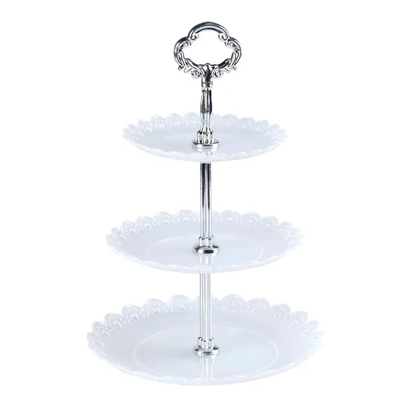 European Style Three-layer Cake Tray Multi-tier Dessert Stand Fruit Candy Plate Wedding Party Home Dessert Table Display Tools