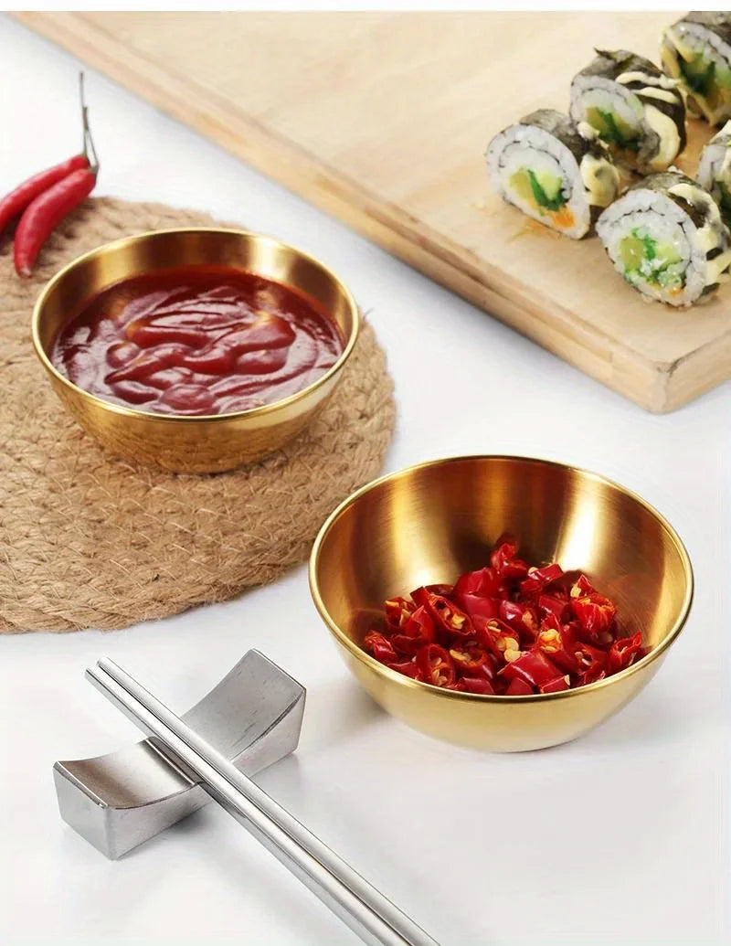 Set of 6 Stainless Steel Small Sauce Dishes Seasoning Serving Tray Spice Plates Set Soy Sauce Dish Specialty Tableware