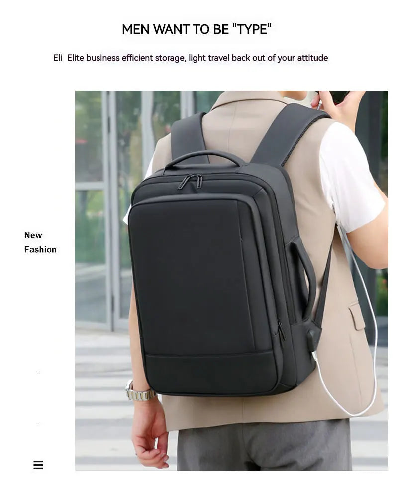 Business Commuter Men's Backpack, Multifunctional Laptop Bag, Solid Color, Simple Men's Backpack
