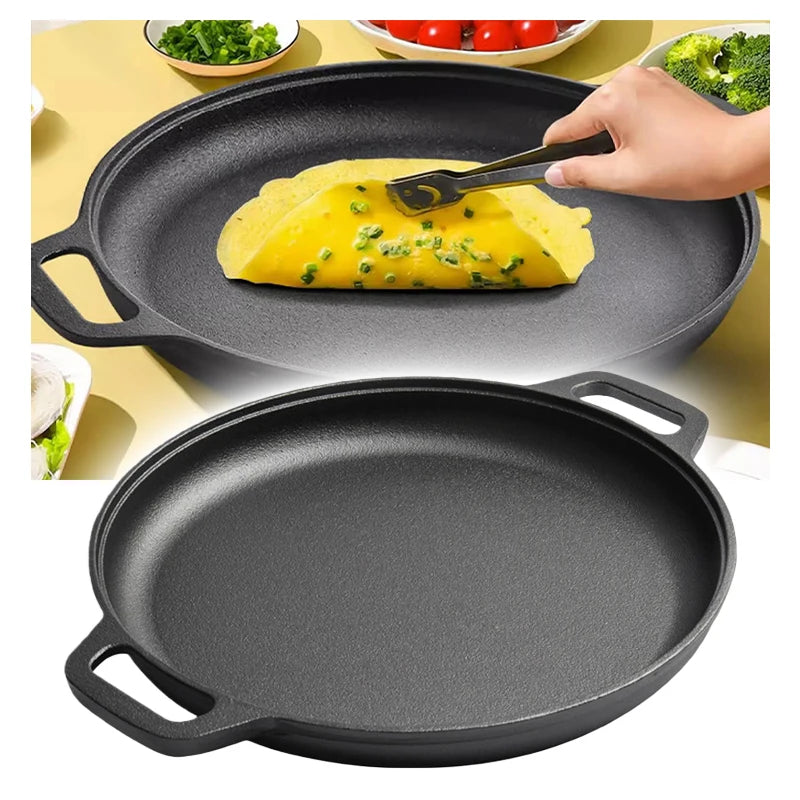 Lightweight Cast Iron Skillet Non-Stick Multi-Use Frying Pan for Stove, Induction, Oven & Outdoor Camping Home Kitchen Griddle