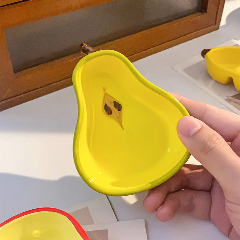 Creative Porcelain Dish Korean Style Cute Fruit Shape Ceramic Household Tableware Barbecue Hot Pot Sauce Condiment Dishes