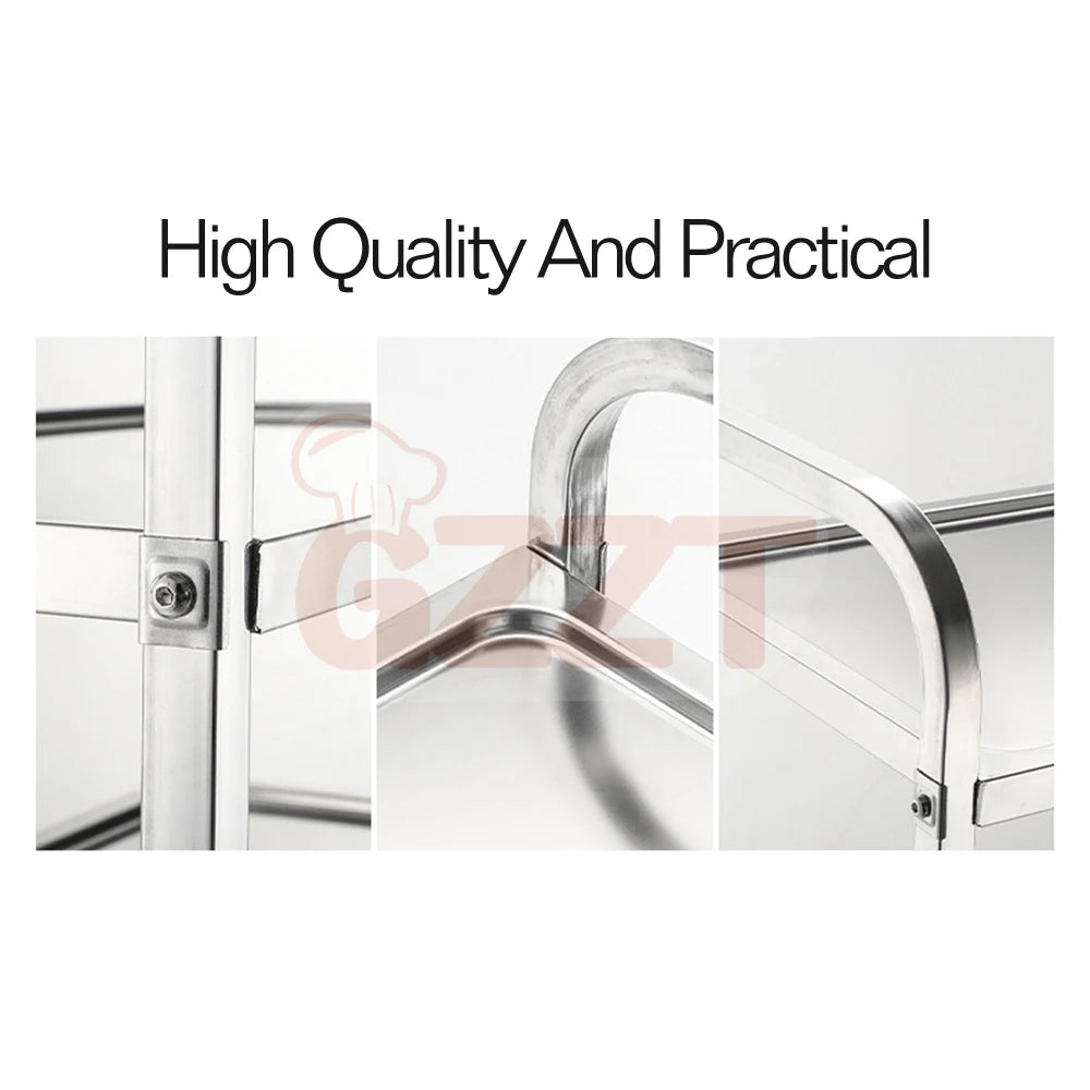 Other Restaurant and Hotel Supplies Stainless Steel Food Serving Trolley With Dining Cart Kitchen Storage Trolley