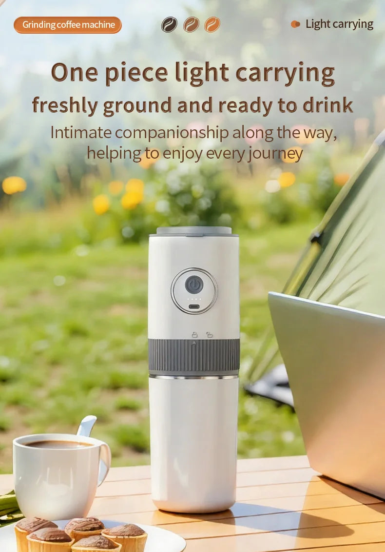 All-in-One Coffee Maker Travel-Friendly Handheld Espresso Machine with Built-in Grinder Mini Pour over Cup for Home And Outdoor