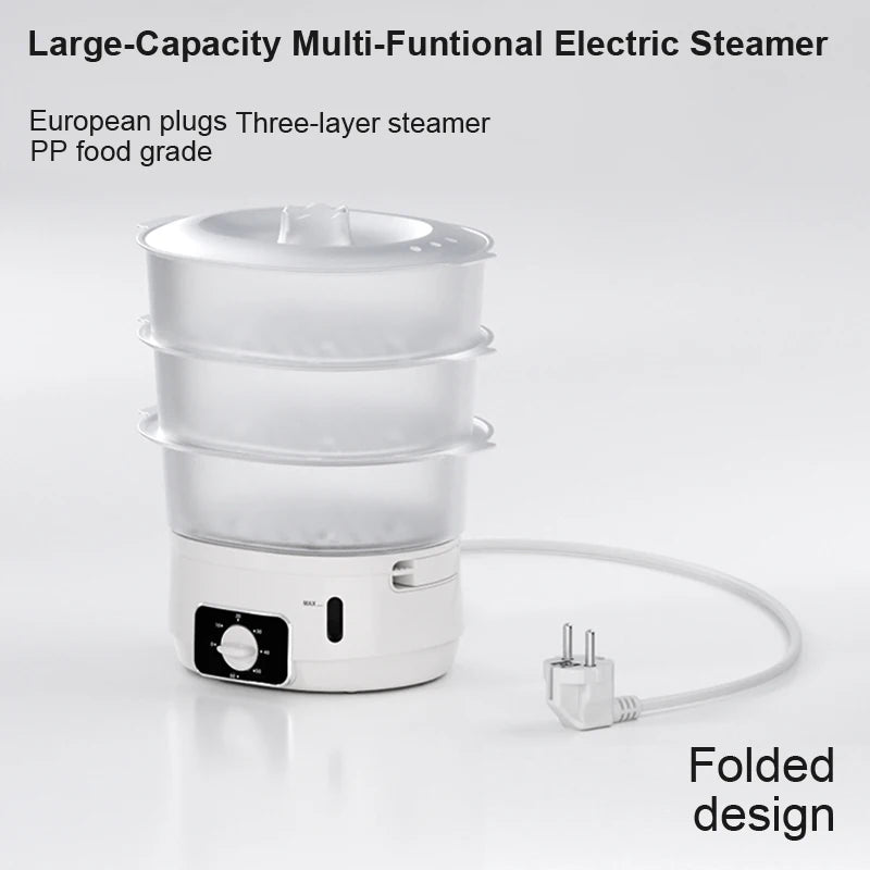 1 pc white electric steamer with detachable and freely combinable 13L large capacity timer, suitable for home kitchen cooking