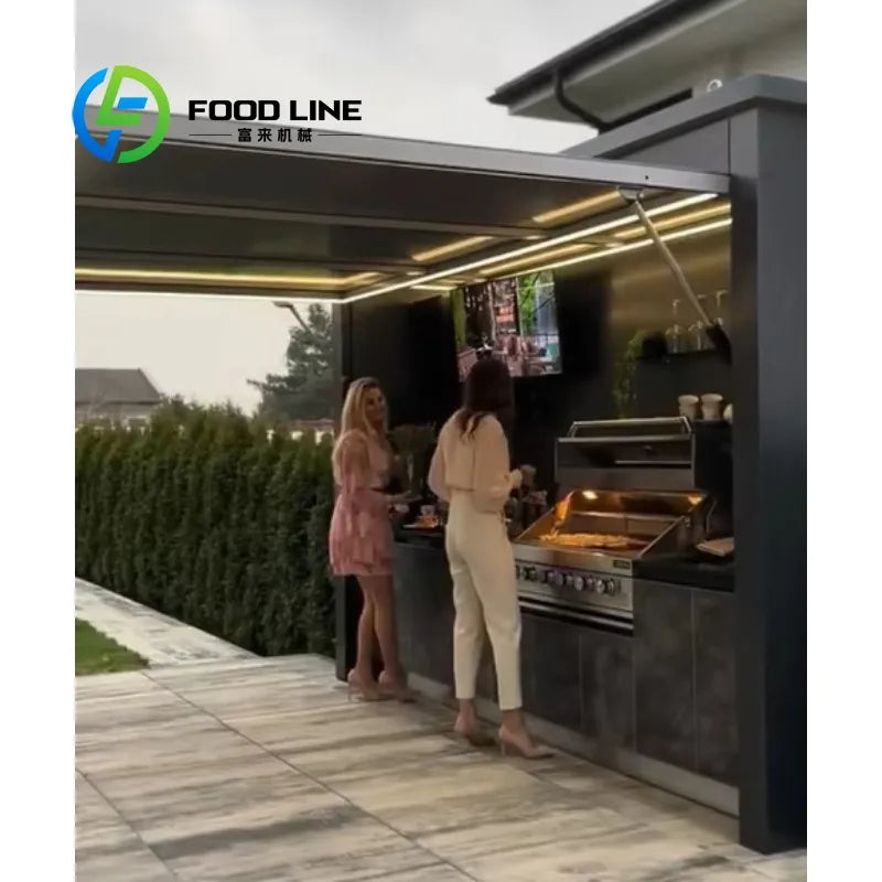 Custom Stainless Steel Barbecue Storage Cabinet for Outdoor Kitchen Garden Wind and Rainproof  Kitchencamping Kitchen Storage