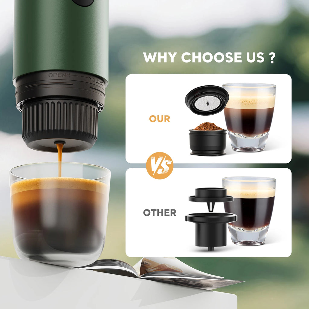 Portable Espresso Machine 3-in-1 Travel Coffee Maker for Camping Hiking Office Self-Heating with USB-C 2026new