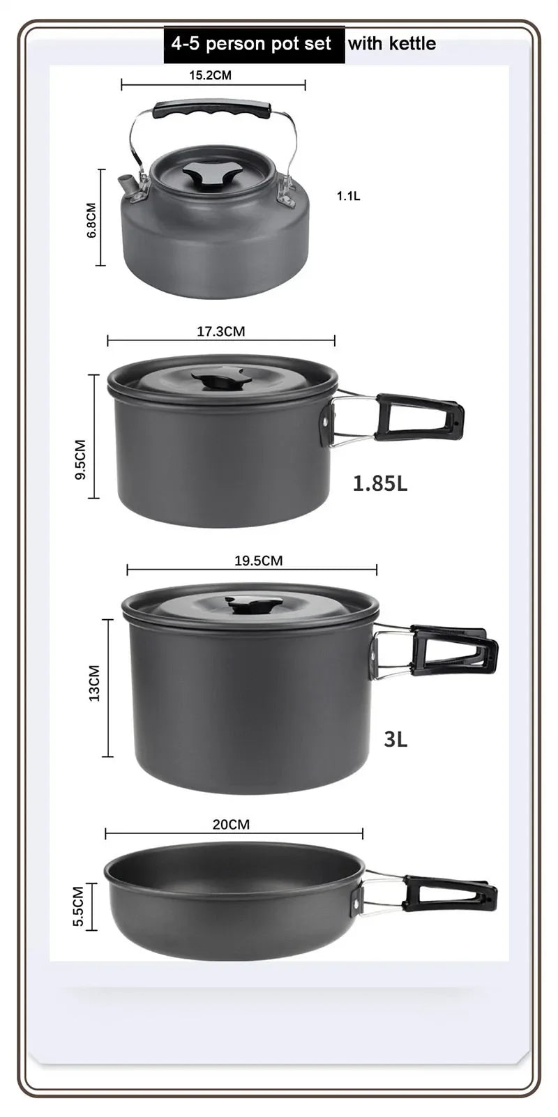 Lightweight and Portable Camping Cookware Set, Pot and Pan with Carrying Bag, Perfect for Outdoor Camping