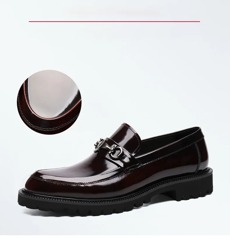 Men's Business Formal Leather Shoes Man Casual Leather Shoes Loafers Casual Business Wedding Shoes for Men Round Toe Slip-On