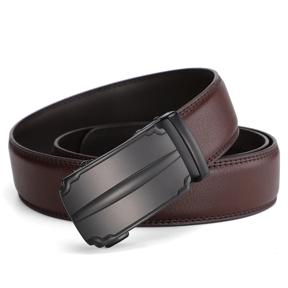 Business Dress Belt Men Soft Genuine Leather Automatic Buckle Trouser Belt  High-end Men Belt Great Gift for Men Waist Strap