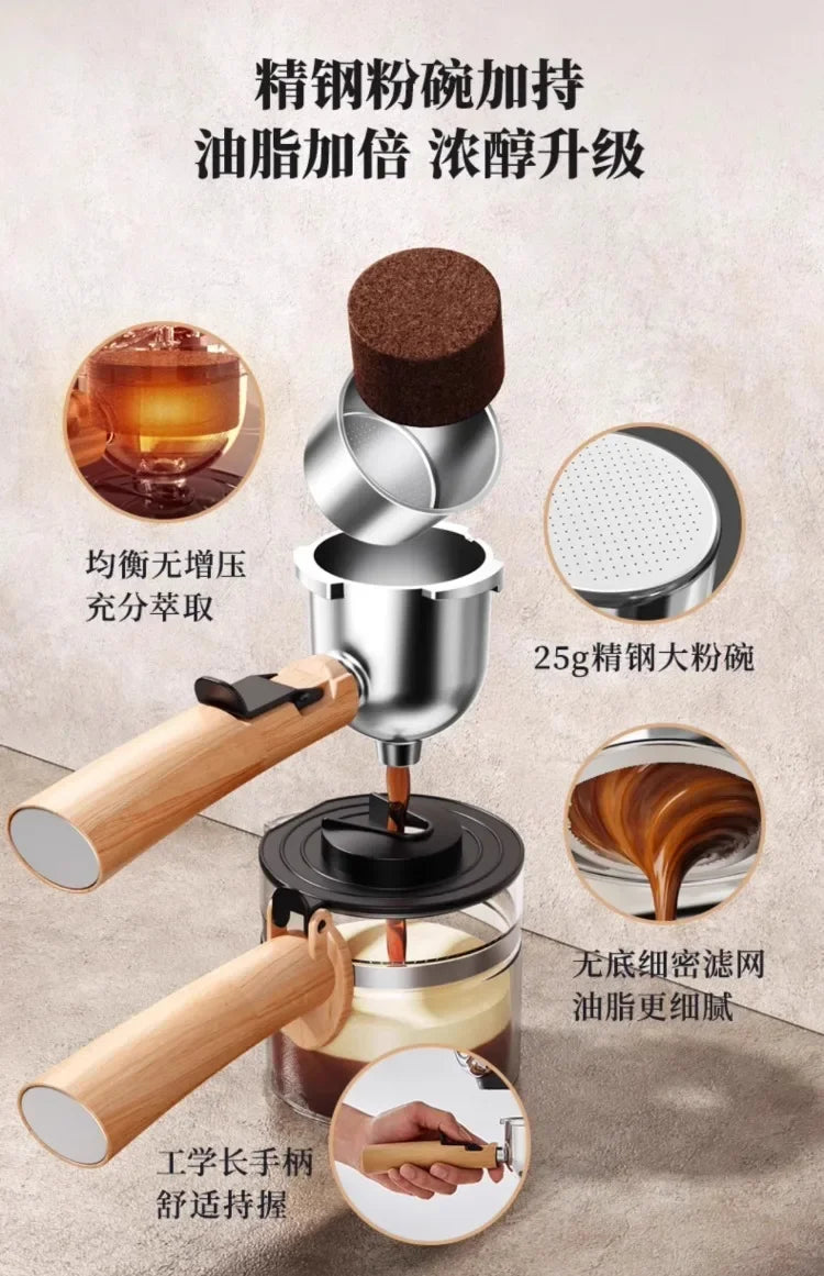 220V Bear Coffee Maker Small Home Espresso Semi Automatic Office All in One American Hand Grind Brew Machine AG