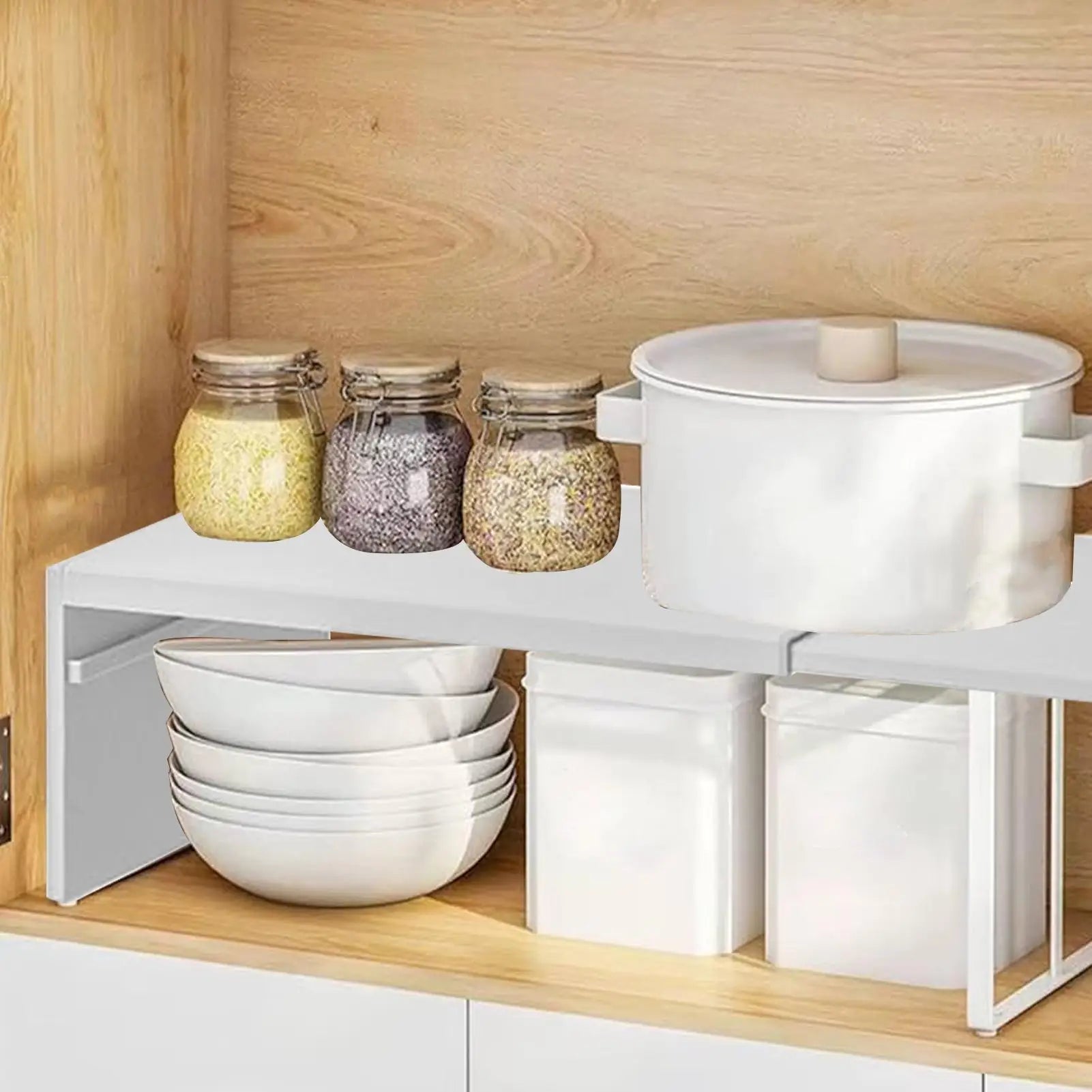 Retractable Kitchen Shelf Household stackable Cabinet Layered Easy installation Space saving Storage Rack Fridge Organizer