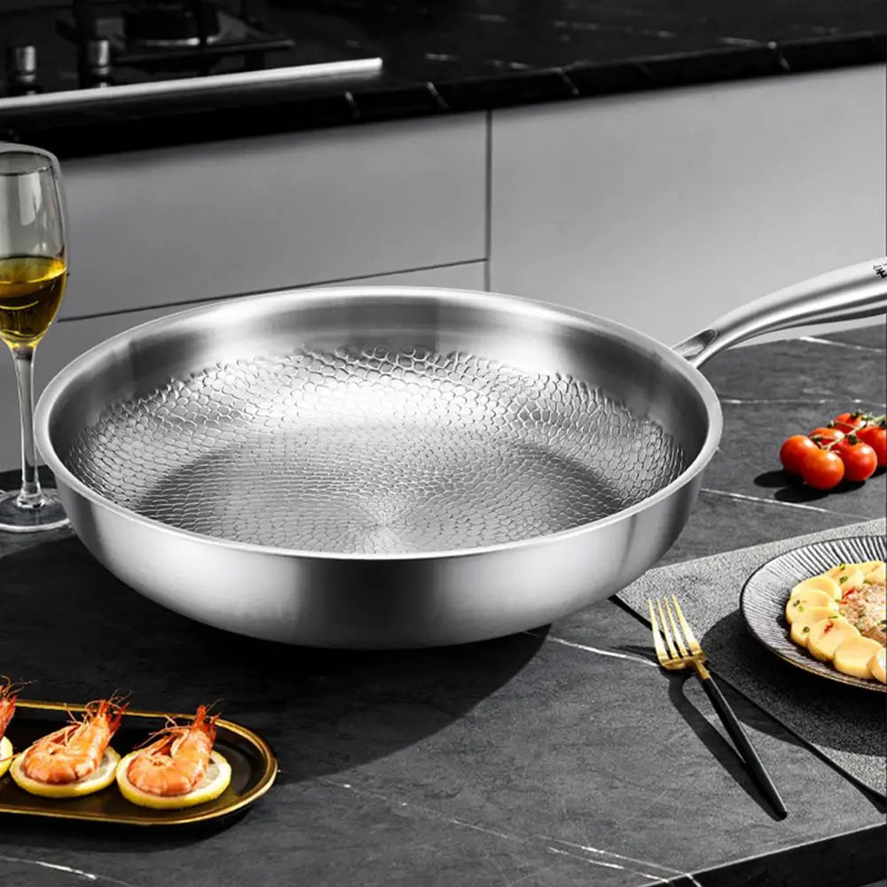 Saute Pan Frying Skillet with Lid Multi Functional Nonstick Cookware Titanium Hammered Skillet For Kitchen Cooking