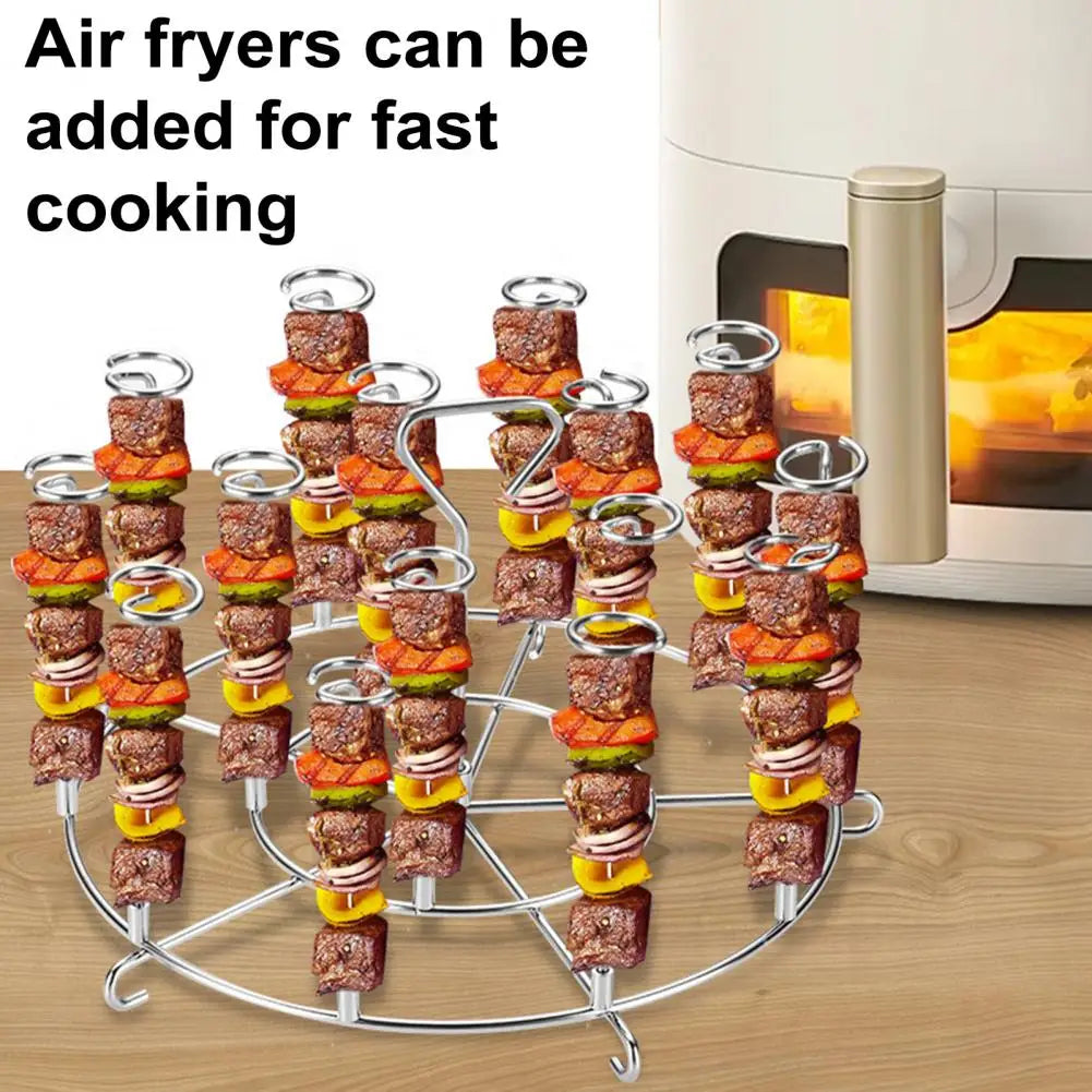 Stainless Steel BBQ Skewers Vertical Air Fryer Rack Air Fryer Grill Set Detachable 15 Baking Skewers Sticks Kitchen Tools