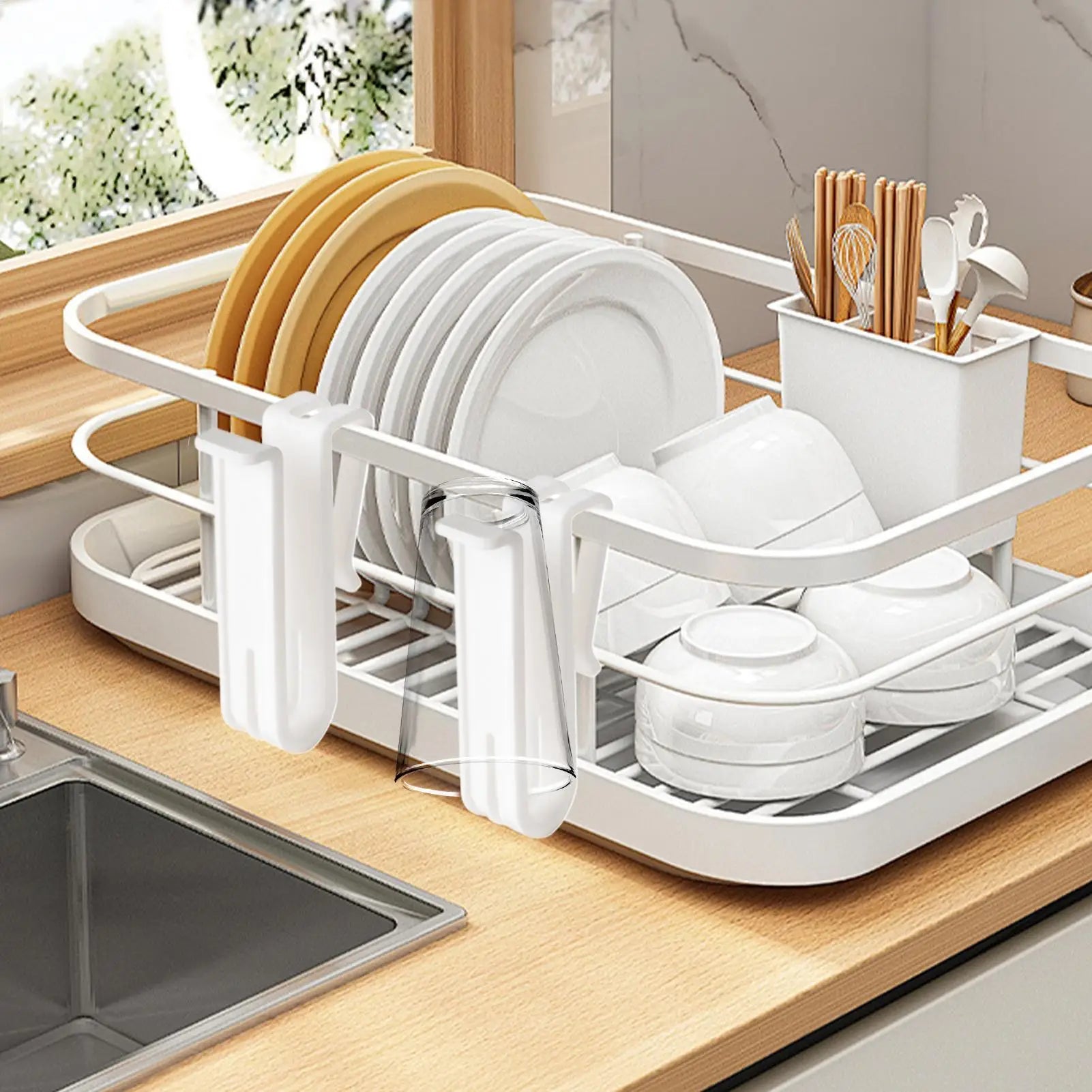 Silverware Basket Utensil Drying Rack Cutlery Drying Basket Silverware Storage Holder Porous drainage for Utensil Fork Chopstick