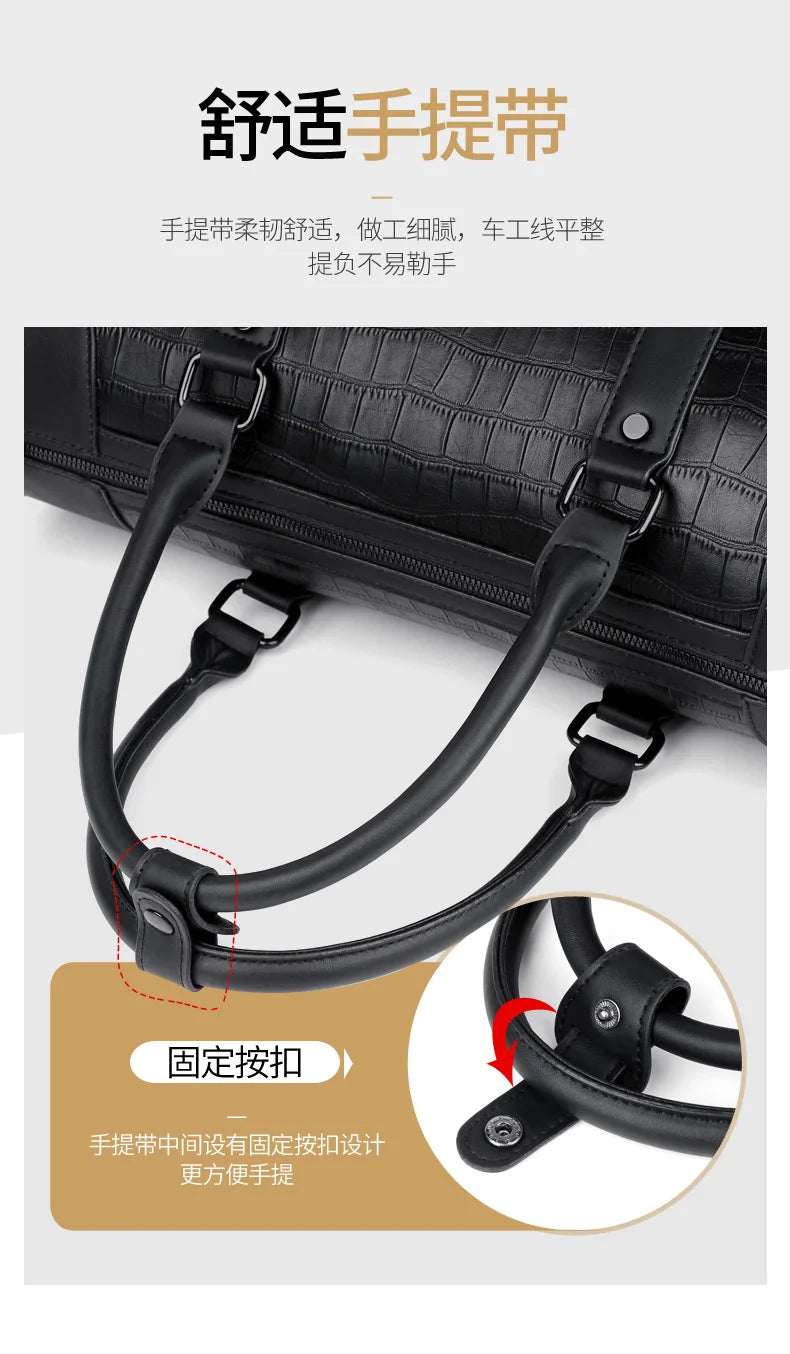 Fashion Handbag Bag Men Business Travel Tote Luxury Alligator PU Leather Luggage Bag With Shoulder Strap Crossbody Bags Duffle