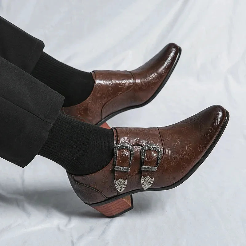 Men's Dress Shoes Fashion Belt Buckle Design Shoes Retro Carved Brogues Shoes Classic Business Formal Shoe Luxury Wedding Shoe