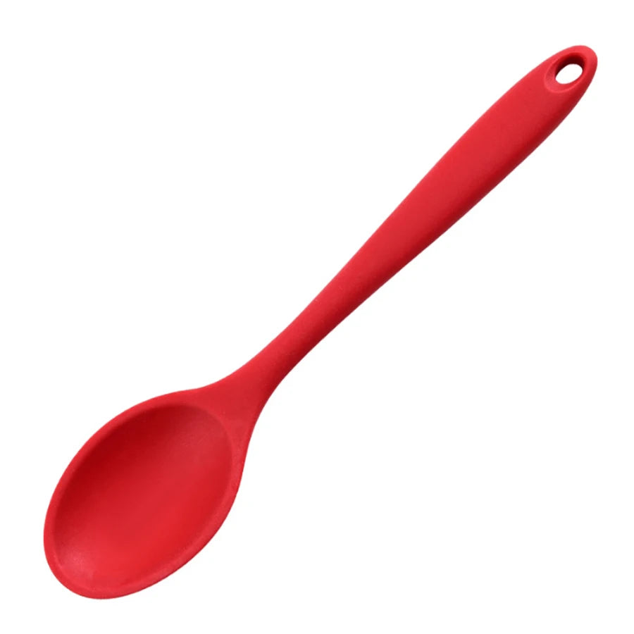 Long Handle Silicone Serving Spoons Rice Salad Mixing/ Stirring Kitchen Spoon Heat Resistan Silicone Teaspoon