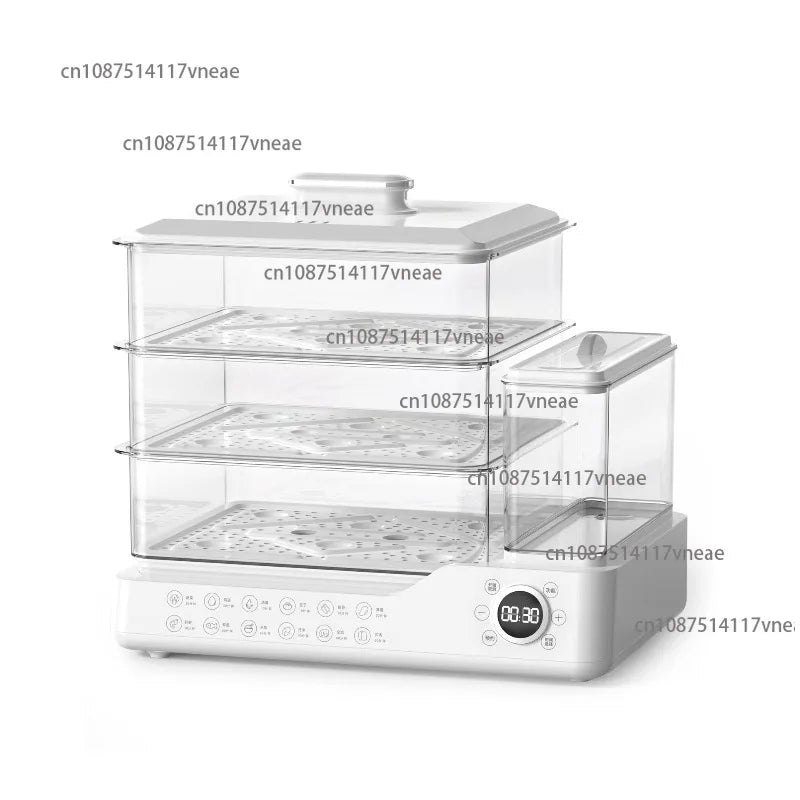 Electric Steamer with Water Tank for Simmering, Steaming, and Cooking Three-Tier Multifunctional Breakfast Maker for Home Use