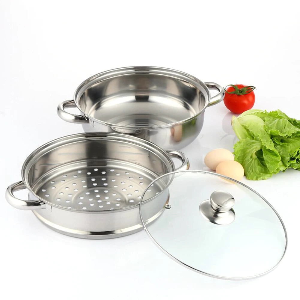 3 Tier Steamer Pot for Cooking with Lid Stainless Steel Steam Pot Multipurpose Steamer for Vegetable Dumpling Stock Sauce Food