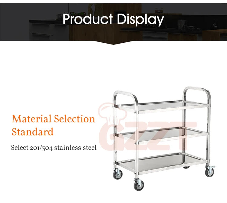 Other Restaurant and Hotel Supplies Stainless Steel Food Serving Trolley With Dining Cart Kitchen Storage Trolley