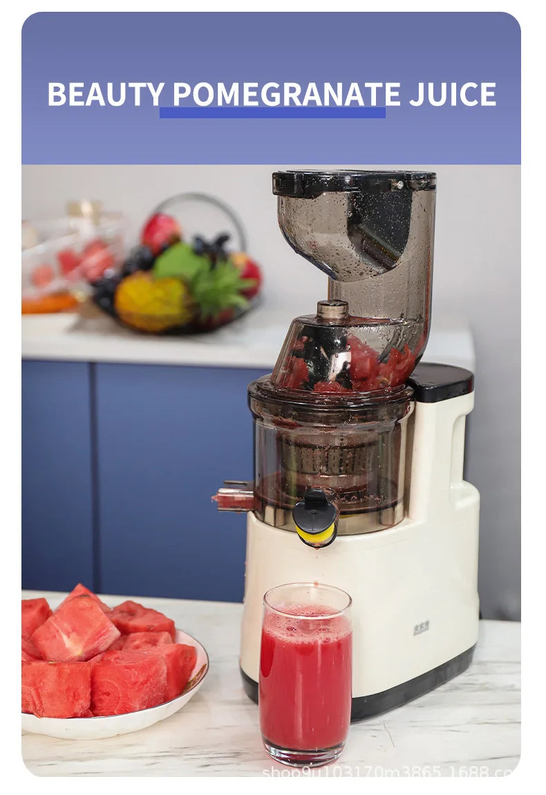 Household juicer, multifunctional fruit machine with vegetable cutter, large feed opening, fully automatic electric juice-separa