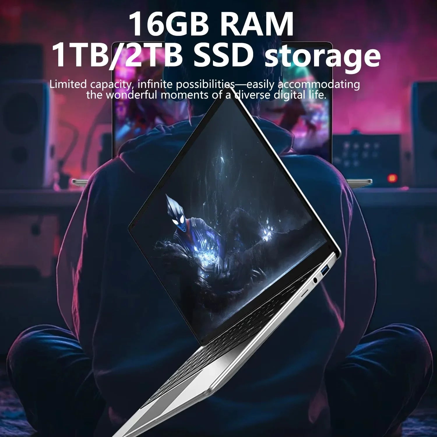 Fine 14.1'' Laptop with Intel 4405U,120Hz FHD IPS Screen,32GB RAM,2TB SSD,5000mAh Backlit Keyboard