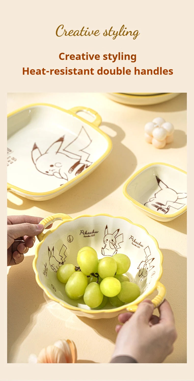 Pokemon Officially Licensed Ceramic Tableware Set Bone China Plates Dinner Sets Microwave Safe Dinnerware Set for Home Bowl Set