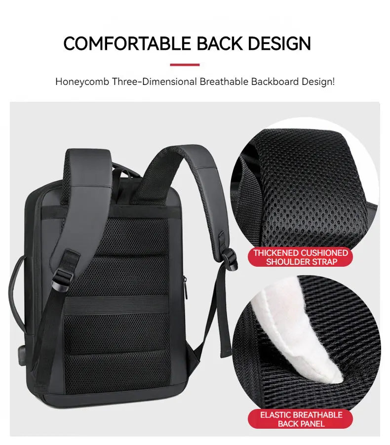 Business Commuter Men's Backpack, Multifunctional Laptop Bag, Solid Color, Simple Men's Backpack