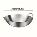 1PCS Large Stainless Steel Wok, Uncoated Thick High-Quality Durable Chef'S Pan with Dual Handles, Easy to Clean for Commercial