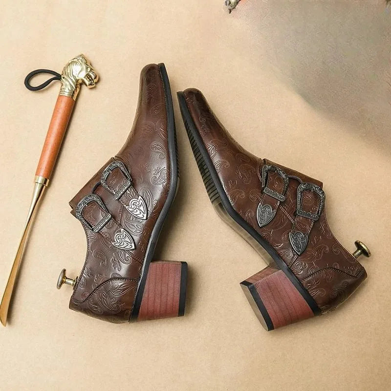 Men's Dress Shoes Fashion Belt Buckle Design Shoes Retro Carved Brogues Shoes Classic Business Formal Shoe Luxury Wedding Shoe