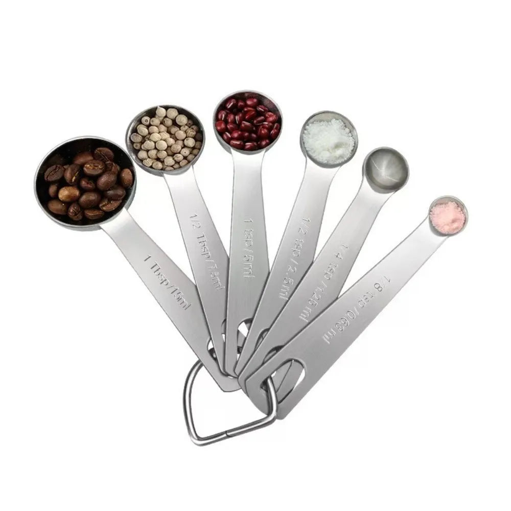 Stainless Steel Measuring Spoons Set Graduated Scoop Metric Imperial Scale Kitchen Baking Tools for Cooking Seasoning Coffee