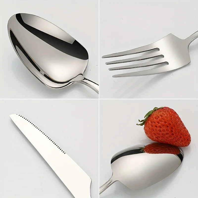 30 Piece Silverware Set for 6, Premium Stainless Steel Cutlery Set with Square Edge, Include Fork, Knife, Spoon, Mirror Finished