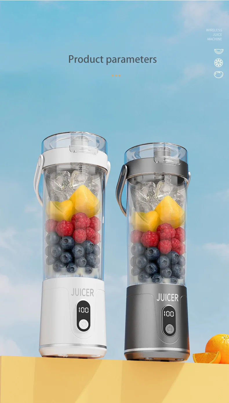 Portable Electric Juicer Small Household Rechargeable With Digital Display Vegetables Fruit Blender Juice Cup For Juicing