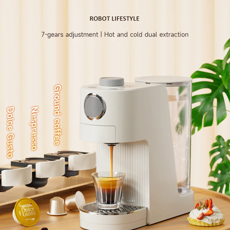 2-In-1 Portable Coffee Maker Fit Capsule Coffee Powder 1800mAh Battery for Outdoor Camping Travel Hotel Office