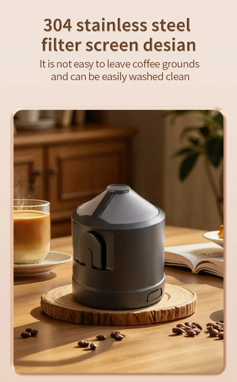 Travel-Friendly All-in-One Coffee Maker - Built-in Grinder, Handheld Espresso Machine & Mini Pour Over Cup for Home and Outdoor