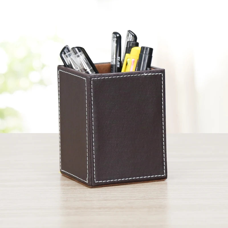 High-End Business Leather Office Supplies Set, Pen Holder, Desktop File Cabinet, Desktop Storage Box