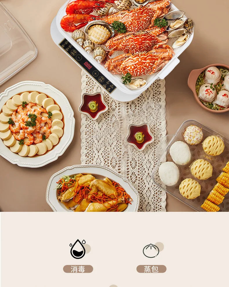 Electric Steamer Multi-Functional Three-Layer Breakfast Maker with Large Capacity, Keep Warm, Pre-Set Timer