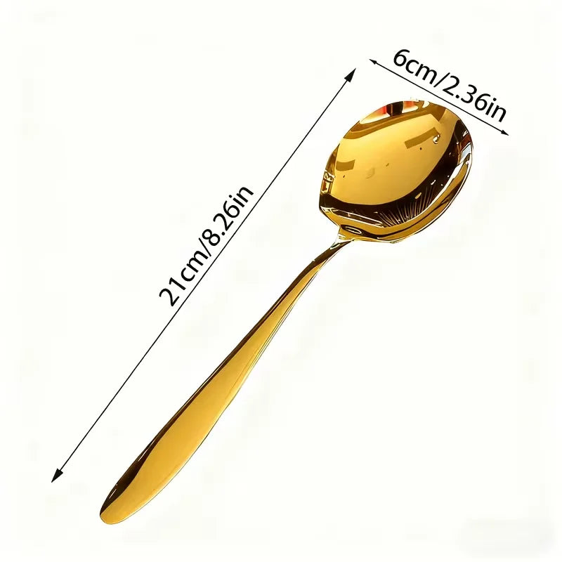 2/4/6pcs Stainless Steel Serving Spoons with Round Heads, Large Spoons, and Long-Handled Soup Ladles; Suitable for Home Kitchens