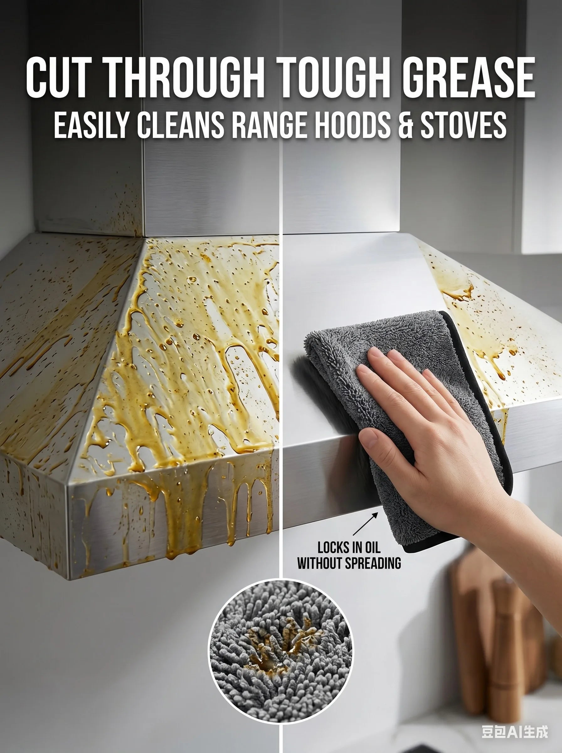 Kitchen Cleaning Towel Double-Sided Ultra Absorbent Lint-Free Oil Stain Remover Reusable Dish Cloth for Countertop Glass